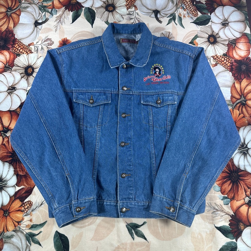 VTG 90s Denim Trucker Jacket Arizona Charlies Las Vegas Casino Mens Size XL